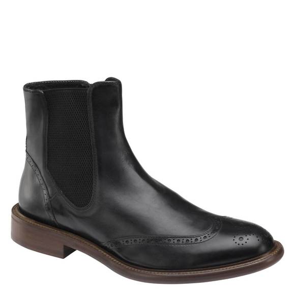 NEW JOHNSTON & MURPHY bryson in black dip-dyed italian calfskin - Picture 1 of 3